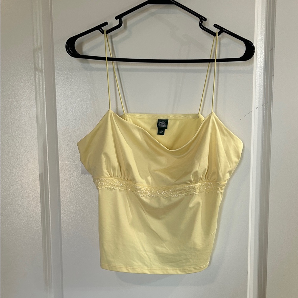 wild fable Pale Yellow Lace-Trim Cowl Camisole